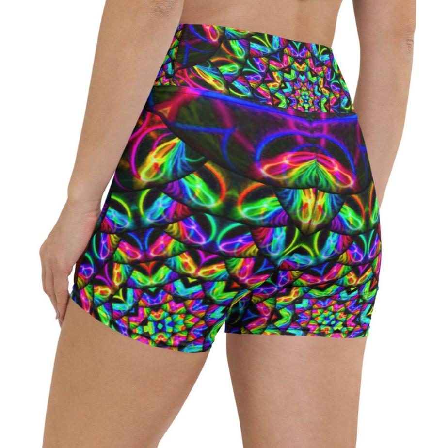 Vivid Kaleidoscope Dreams Yoga Shorts