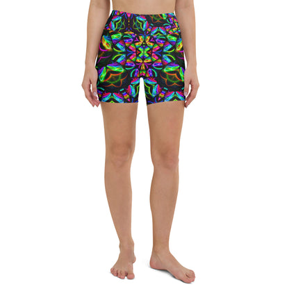 Vivid Kaleidoscope Dreams Yoga Shorts