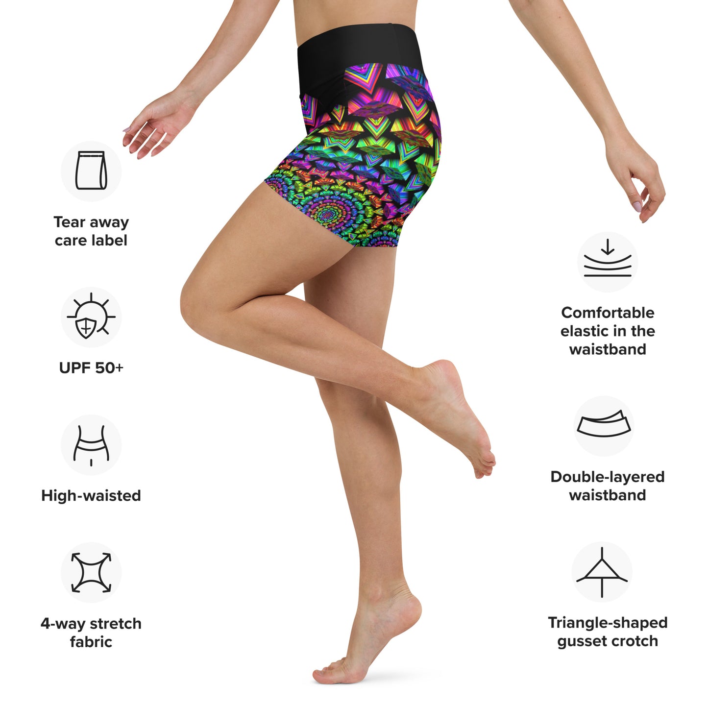 Tribal Psychedelic Fusion Yoga Shorts