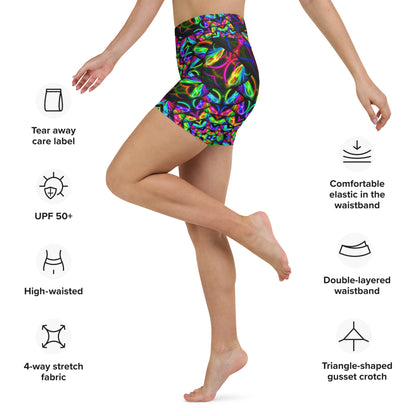 Vivid Kaleidoscope Dreams Yoga Shorts