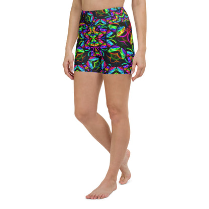 Vivid Kaleidoscope Dreams Yoga Shorts