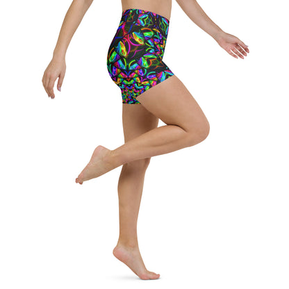 Vivid Kaleidoscope Dreams Yoga Shorts