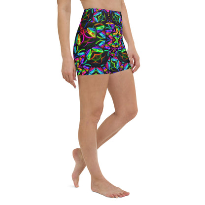 Vivid Kaleidoscope Dreams Yoga Shorts